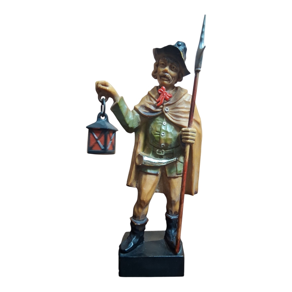 Handcrafted Wooden Night Watchman Figurine